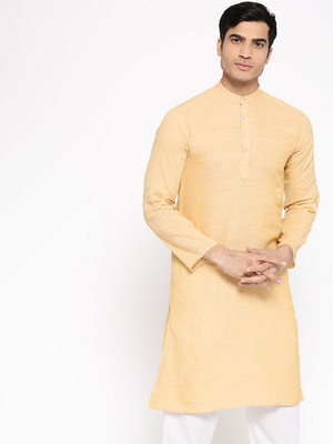 DEIFIC Men Solid Straight Kurta(Yellow)