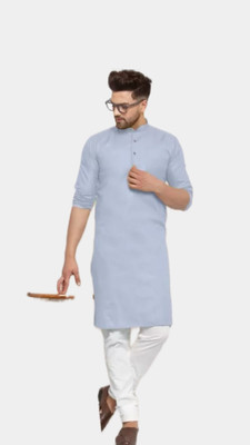 The Fashion Outlets Men Solid A-line Kurta(Grey)
