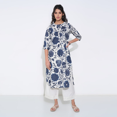 Rangmanch by Pantaloons Women Solid A-line Kurta(Blue)