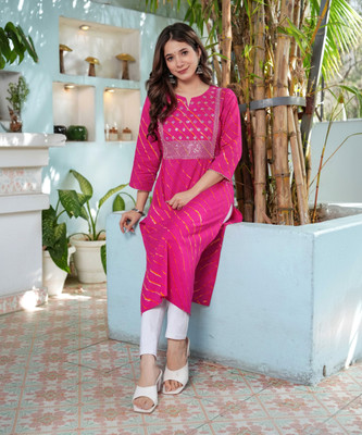 Lakshay Fashion Women Printed A-line Kurta(Red)