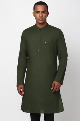 PETER ENGLAND Men Self Design Straight Kurta(Green)