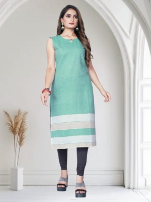 JIGNESH TEXTILE Women Colorblock A-line Kurta(Light Green)