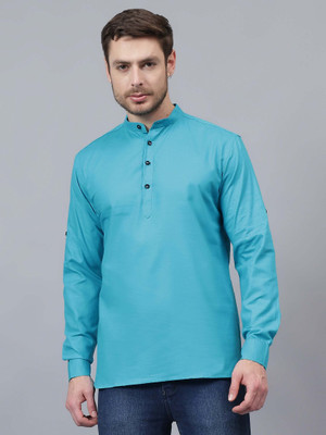 VIMASUTI Men Solid A-line Kurta(Light Blue)