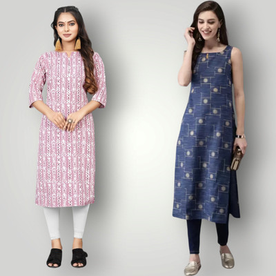 HouseOfCommon Women Printed Straight Kurta(Multicolor)