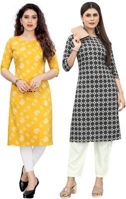 HouseOfCommon Women Printed Straight Kurta(Multicolor)