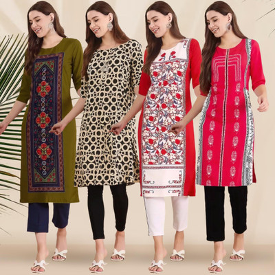 1 Stop Fashion Women Printed A-line Kurta(Multicolor)