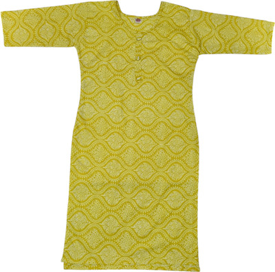 aaapremises Women Solid Straight Kurta(Yellow)