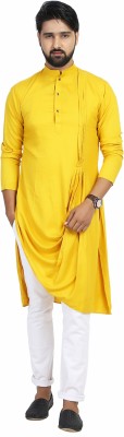 kiaz fashion Men Solid Flared Kurta(Yellow)