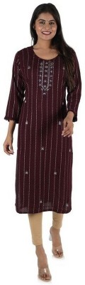 SHYAMCLOTHE Women Self Design Straight Kurta(Brown)