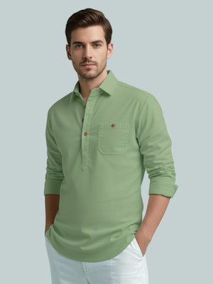 Univibe Men Solid A-line Kurta(Light Green)