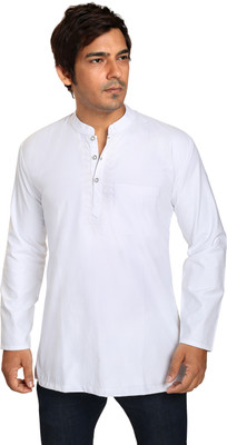 ARCH ELEMENTS Men Solid A-line Kurta(White)