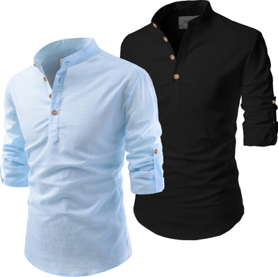 Univibe Men Solid Pathani Kurta(Light Blue)