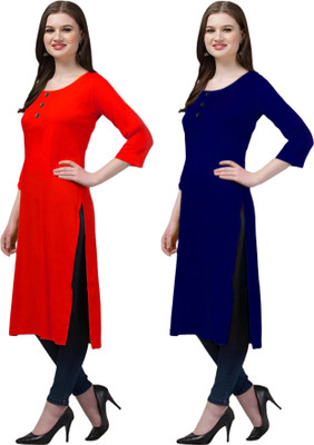 Coft Women Solid Straight Kurta(Multicolor)