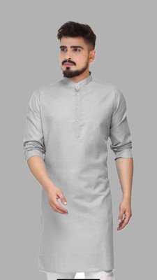 VINAARI Men Solid A-line Kurta(Grey)