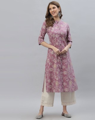 greevya Women Floral Print A-line Kurta(Blue)