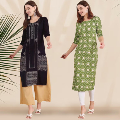 1 Stop Fashion Women Printed A-line Kurta(Multicolor)