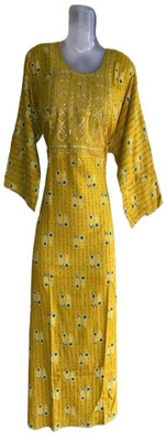 STKK Women Embroidered Straight Kurta(Yellow)