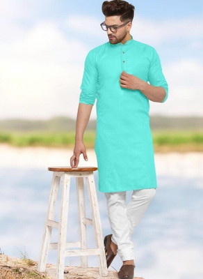 Krisha trend Men Solid Straight Kurta(Light Blue)