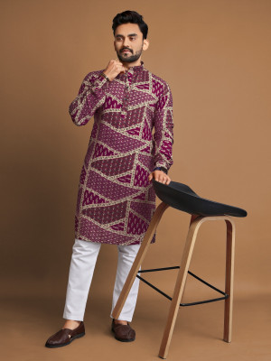 AKSHAT CREATION Men Self Design, Floral Print Straight Kurta(Multicolor)