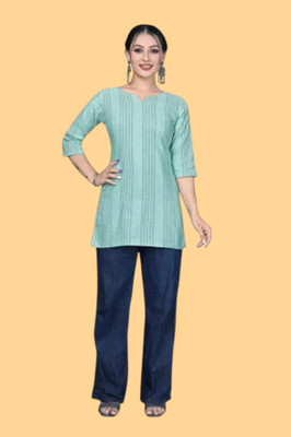 Kfashionbj Women Solid A-line Kurta(Blue)