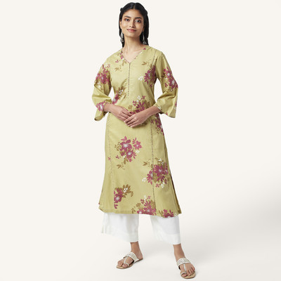 Rangmanch by Pantaloons Women Printed A-line Kurta(Light Green)
