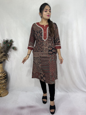 Lefri Handicraft Women Printed, Geometric Print, Embellished Straight Kurta(Multicolor)