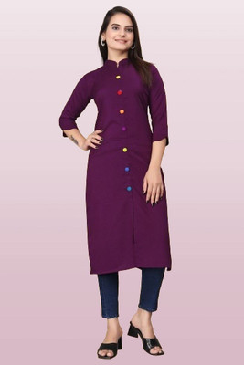 HouseOfCommon Women Printed Anarkali Kurta(Purple)