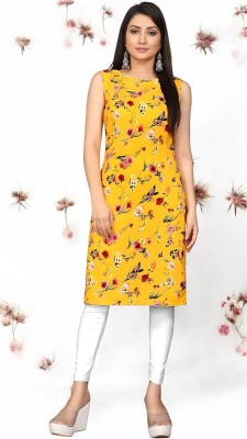 Shree Sarvottam Fashion Women Printed Straight Kurta(Yellow)