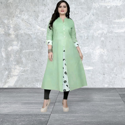 Rangrasiyatexk Women Printed Anarkali Kurta(Green)