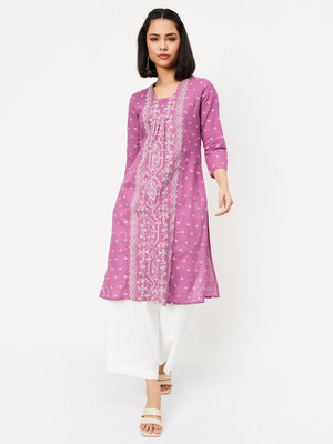 MAX Women Printed A-line Kurta(Purple)