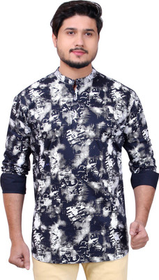 MADE IN THE SHADE Men Self Design Straight Kurta(Blue, White)