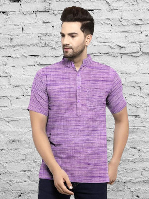 MASCON Men Solid A-line Kurta(Purple)