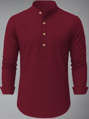 Vida Loca Men Solid Straight Kurta(Maroon)