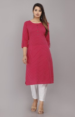 LASHKARINA Women Striped Straight Kurta(Maroon)