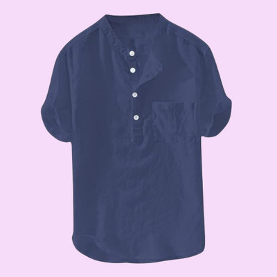 COSLETIC Men Solid Straight Kurta(Dark Blue)