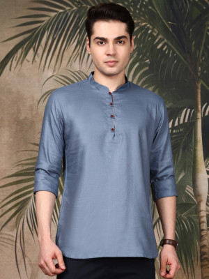 Sanwara Men Solid Ethnic Dress Kurta(Grey)