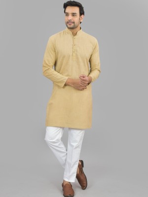 QuaClo Men Solid Straight Kurta(Yellow)