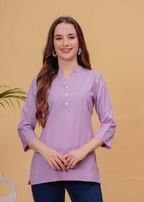 HouseOfCommon Women Solid Straight Kurta(Purple)