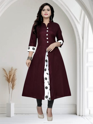 U CREATION Women Solid Straight Kurta(Maroon)