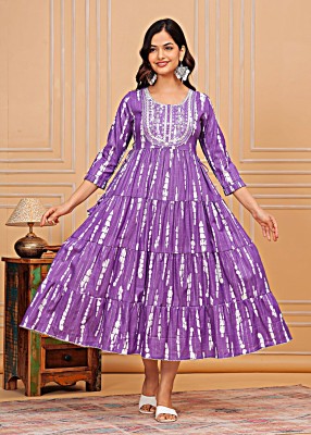 RIZA CREATION Anarkali Gown(Purple)