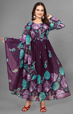 QUEUEE CREATION Women Floral Print Anarkali Kurta(Multicolor)
