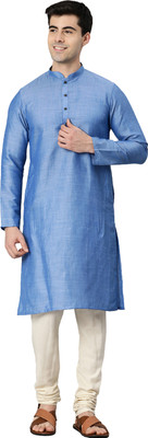 Manthan Men Solid Straight Kurta(Blue)