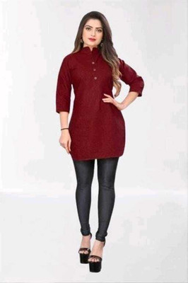 Raj creation Women Solid A-line Kurta(Maroon)