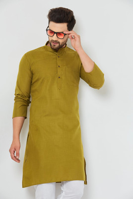 ARMAAN ETHNIC Men Solid Straight Kurta(Dark Green)