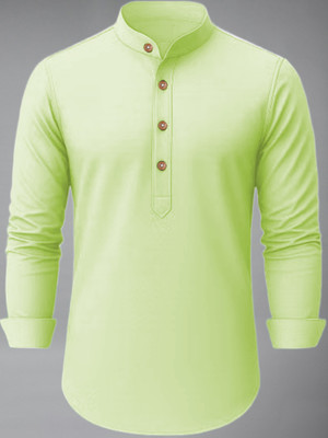 Navkanj Men Solid Straight Kurta(Green)