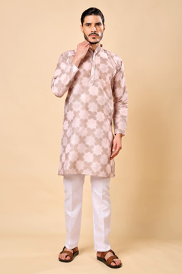 Ashak fashions Men Printed, Animal Print Straight Kurta(Beige)