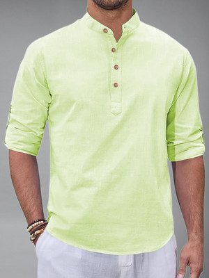 Yugnik Men Solid Straight Kurta(Green)