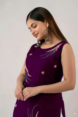 netra handwork Women Bandhani Flared Kurta(Brown)