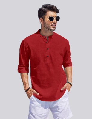 ZARTHA Men Solid Straight Kurta(Maroon)