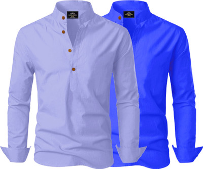 Kavyangle Creation Men Solid Straight Kurta(Blue, Dark Blue)